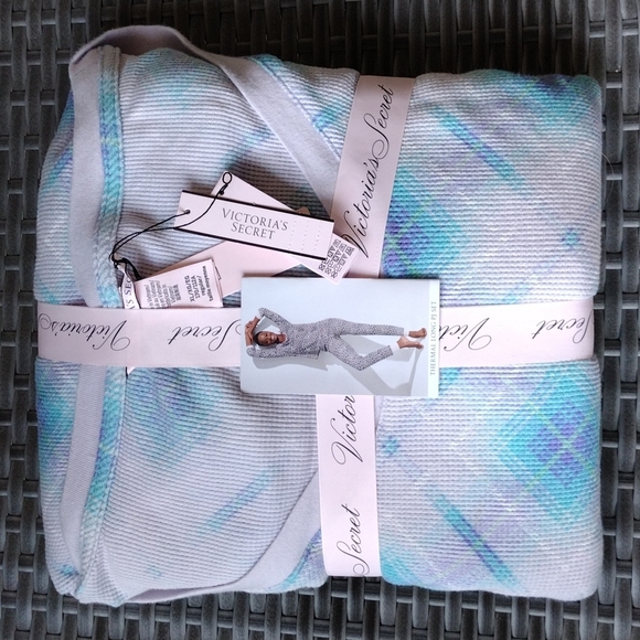 NWT Victoria Secret Blue Plaid Thermal Long PJ Sz XL - Picture 6 of 7